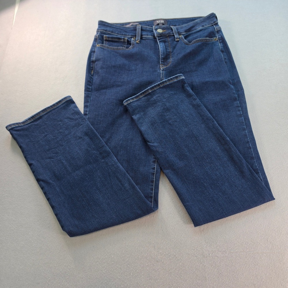 NYDJ Marilyn Straight Leg Jeans Womens 8 Dark Wash Lift Tuck Denim Blue